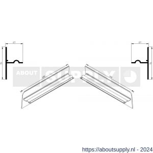 AluArt waterslagprofiel stel kopschotjes opstaand neerhangend links en rechts voor Roundline 180/5 aluminium brute - S20201272 - afbeelding 1