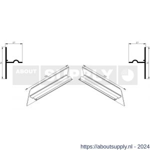 AluArt waterslagprofiel stel kopschotjes opstaand neerhangend links en rechts voor Roundline 150/15 aluminium brute - S20201269 - afbeelding 1