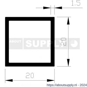 AluArt vierkante buis 20x20x1,5 mm L 5000 mm aluminium onbewerkt - S20200488 - afbeelding 1