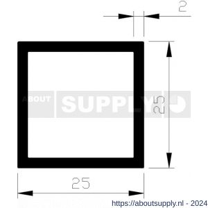 AluArt vierkante buis 25x25x2 mm L 5000 mm aluminium onbewerkt - S20200489 - afbeelding 1