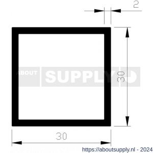 AluArt vierkante buis 30x30x2 mm L 5000 mm aluminium onbewerkt - S20200490 - afbeelding 1