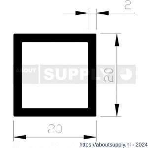 AluArt vierkante buis 20x20x2 mm L 5000 mm aluminium onbewerkt - S20200487 - afbeelding 1