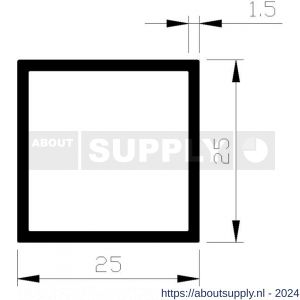 AluArt vierkante buis 25x25x1,5 mm L 6000 mm aluminium onbewerkt - S20200469 - afbeelding 1