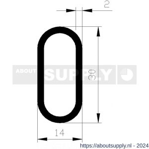 AluArt buis ovaal 30x14x2 mm MX6 zwart L 3000 mm per 2 stuks aluminium geanodiseerd - S20201380 - afbeelding 1