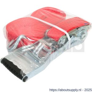 Konvox spanband 50 mm ratel 919 haak 1006 9 m 2500/5000 daN rood - S50201266 - afbeelding 2