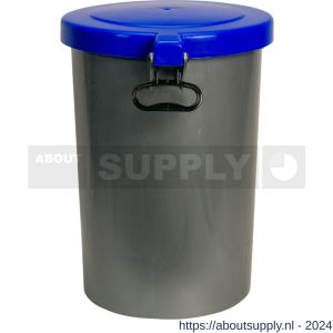 Gripline-A afvalcontainer kunststof 55 L grijs blauw deksel - S50200432 - afbeelding 3