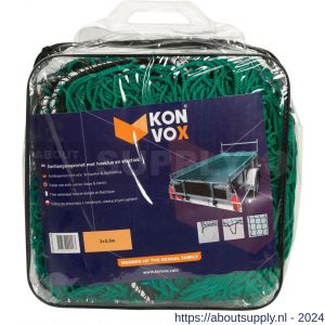Konvox aanhangwagennet met hoeklussen en elastiek groen 200x350 cm - S50200850 - afbeelding 1