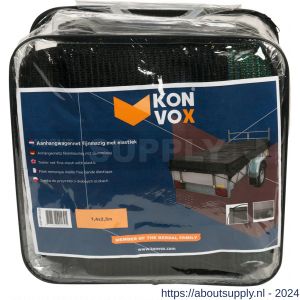 Konvox aanhangwagennet fijnmazig met elastiek 140x250 cm zwart - S50200859 - afbeelding 1