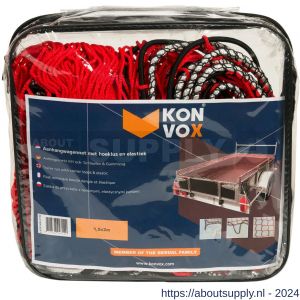 Konvox aanhangwagennet met hoeklussen en elastiek rood 150x200 cm - S50200854 - afbeelding 1