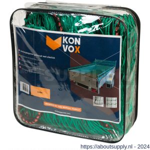 Konvox aanhangwagennet geknoopt met elastiek 2x3 m groen HDPE - S50200844 - afbeelding 3