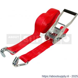 Konvox spanband 50 mm ratel 811 haak 1006 9 m LC 2500/5000 daN rood - S50200912 - afbeelding 4