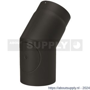 Nedco rookgasafvoer zwart staal 2 mm 130 mm bocht 45 graden met deur - S24000895 - afbeelding 1