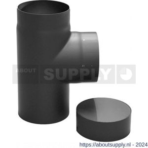 Nedco rookgasafvoer zwart staal 2 mm 150 mm T-stuk met dop - S24000922 - afbeelding 1
