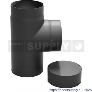 Nedco rookgasafvoer zwart staal 2 mm 130 mm T-stuk met dop - S24000901 - afbeelding 1