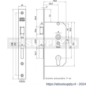 Nemef deurslot PC-uitsparing 569/4-50 DR draairichting 1+3 blister - Y19500648 - afbeelding 2