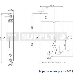 Nemef cilinder insteek kastslot PC-uitsparing 1258/2-50 bulk per 10 - Y19500735 - afbeelding 2