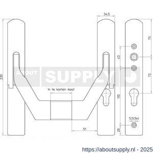 Nemef paniekopener 3640/1-72/92 mm zwart kunststof - Y19502069 - afbeelding 2