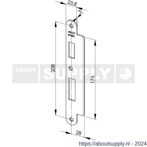 Abloy sluitplaat voor stompe deur met verlengde lip EA322-8 mm - Y19501869 - afbeelding 2