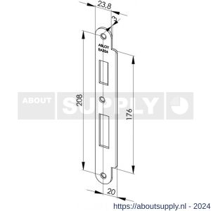 Abloy sluitplaat voor stompe deur korte lip EA324-8 mm - Y19501932 - afbeelding 2