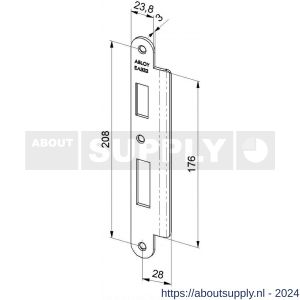Abloy sluitplaat voor stompe deur verlengde lip EA332/2.4 - Y19502063 - afbeelding 1