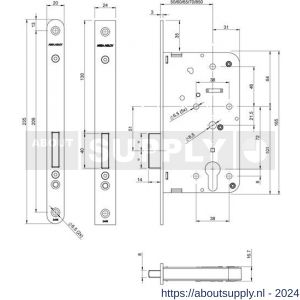Assa Abloy cilinder insteek kastslot PC-uitsparing 245517T2450 - Y19500709 - afbeelding 2