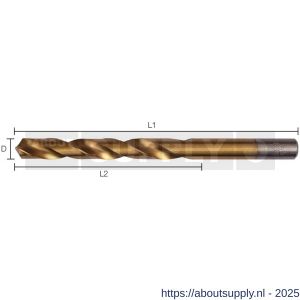 Labor AT000730 metaalboor DIN 338 HSS-G geslepen TiN gecoat 7.3x69/109 mm 10 stuks PVC zakje - S50301389 - afbeelding 1