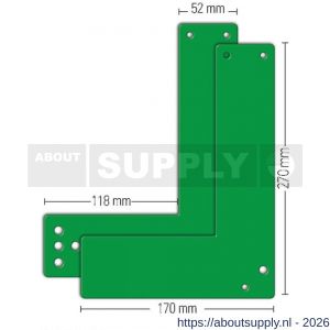 GfS M 170 EH-Exit Control paniekopener montageplaat voor glazen deuren 27 cm links en rechts toepasbaar voor lange deurschilden groen - S30204679 - afbeelding 1