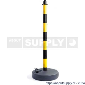 Dulimex DX 1560-93 signaal-afzetpaal geel-zwart met ronde vulbare zwarte sokkel kunststof - S30201295 - afbeelding 1