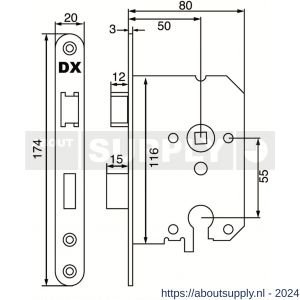 Dulimex DX DNS-50-PCWE dag- en nachtslot doornmaat 50 mm Euro cilinder ronde voorplaat wit inclusief rechthoekige sluitplaat - S30201983 - afbeelding 2