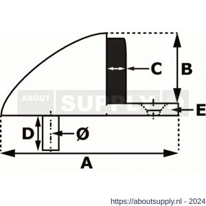 Dulimex DX DST V ZB 45SF deurstopper 45x25 mm vloermodel met zwarte zijbuffer inliggend RVS - S30202618 - afbeelding 2