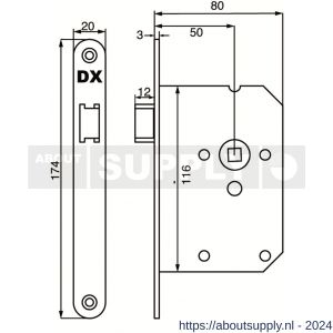 Dulimex DX LS-50-LSWE loopslot doornmaat 50 mm ronde voorplaat wit inclusief rechthoekige sluitplaat - S30201992 - afbeelding 2