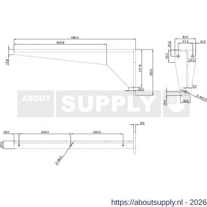 Dolle JIB 480 plankdrager extra zware XXL uitvoering 480x180 mm staal 5 mm schroefgat diameter 12 mm vuurverzinkt - S30204976 - afbeelding 2