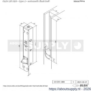 Olda 28 HZA T1 automatische kantschuif type 28 HZA type 1 staal verzinkt voor houten deuren - S30205039 - afbeelding 2
