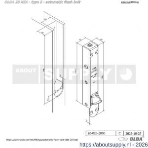 Olda 28 HZA T2 automatische kantschuif type 28 HZA type 2 staal verzinkt voor houten deuren - S30205040 - afbeelding 2
