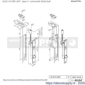 Olda 33 HZA30F T2 automatische kantschuif type 33 HZA type 2 doornmaat 30 mm staal verzinkt voor stalen-aluminium deuren - S30205046 - afbeelding 2