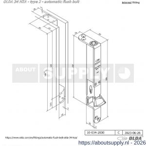 Olda 34 HZA T2 automatische kantschuif type 34 HZA type 2 staal verzinkt voor stalen-aluminium-houten deuren - S30205048 - afbeelding 2