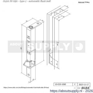 Olda 39 HZA T1 automatische kantschuif type 39 HZA type 1 smal 16 mm staal verzinkt voor stalen-aluminium-houten deuren - S30205051 - afbeelding 2