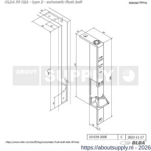 Olda 39 HZA T2 automatische kantschuif type 39 HZA type 2 smal 16 mm staal verzinkt voor stalen-aluminium-houten deuren - S30205052 - afbeelding 2