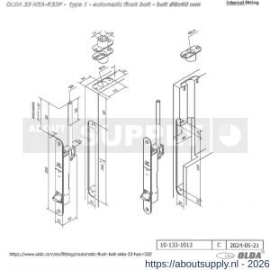 Olda 33 HZAR8F T1 automatische kantschuif type 33 HZAR type 1 schoot diameter 8 mm lengte 60 mm staal verzinkt voor stalen-aluminium-houten deuren - S30205021 - afbeelding 2