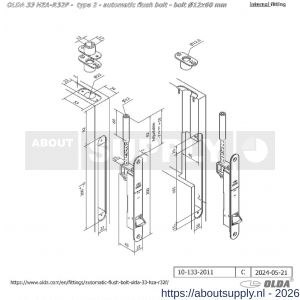 Olda 33 HZAR12F T2 automatische kantschuif type 33 HZAR type 2 schoot diameter 12 mm lengte 60 mm staal verzinkt voor stalen-aluminium-houten deuren - S30205026 - afbeelding 2