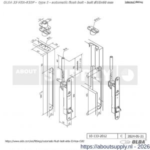 Olda 33 HZAR10F T2 automatische kantschuif type 33 HZAR type 2 schoot diameter 10 mm lengte 60 mm staal verzinkt voor stalen-aluminium-houten deuren - S30205024 - afbeelding 2