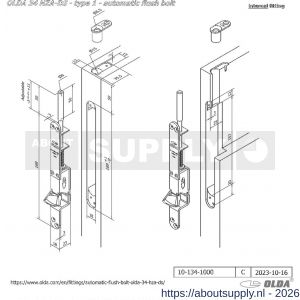 Olda 34 HZA DS T1 automatische kantschuif type 34 HZA type 1 schoot diameter 8mm lengte 50 mm staal verzinkt voor stalen-aluminium-houten deuren - S30205053 - afbeelding 2