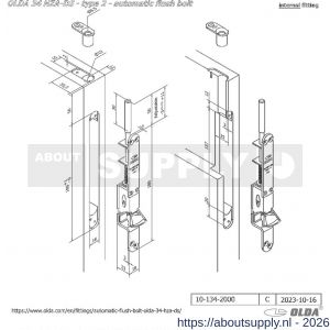 Olda 34 HZA DS T2 automatische kantschuif type 34 HZA DIN R schoot diameter 8mm lengte 50 mm staal verzinkt voor stalen-aluminium-houten deuren - S30205054 - afbeelding 2