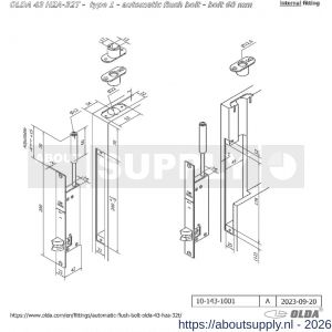 Olda 43 HZA32T T1 automatische kantschuif type 43 HZA type 1 doornmaat 32 mm staal verzinkt voor stalen-aluminium deuren - S30205055 - afbeelding 2