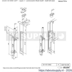 Olda 43 HZA20T T1 automatische kantschuif type 43 HZA type 1 doornmaat 20 mm staal verzinkt voor stalen-aluminium-houten deuren - S30205057 - afbeelding 2