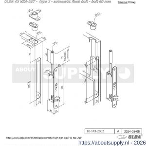 Olda 43 HZA20T T2 automatische kantschuif type 43 HZA type 2 doornmaat 20 mm staal verzinkt voor stalen-aluminium-houten deuren - S30205058 - afbeelding 2