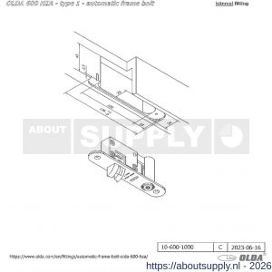Olda 600 HZA T1 automatische kantschuif type 600 HZA type 1 deurkozijn model 136 mm staal verzinkt voor stalen-aluminium deuren - S30205059 - afbeelding 2