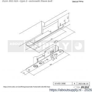 Olda 602 HZA T2 automatische kantschuif type 600 HZA type 2 deurkozijn model 200 mm staal verzinkt voor stalen-aluminium deuren - S30205062 - afbeelding 2