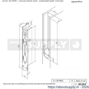 Olda 30 HZM15 kantschuif type 30 HZM verlengde schoot +15 mm staal verzinkt voor houten deuren - S30205066 - afbeelding 2