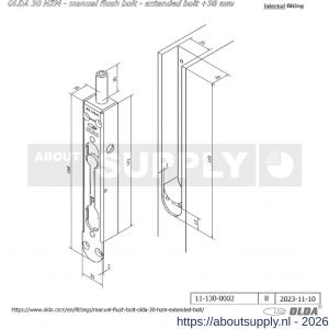 Olda 30 HZM30 kantschuif type 30 HZM verlengde schoot +30 mm staal verzinkt voor houten deuren - S30205067 - afbeelding 2